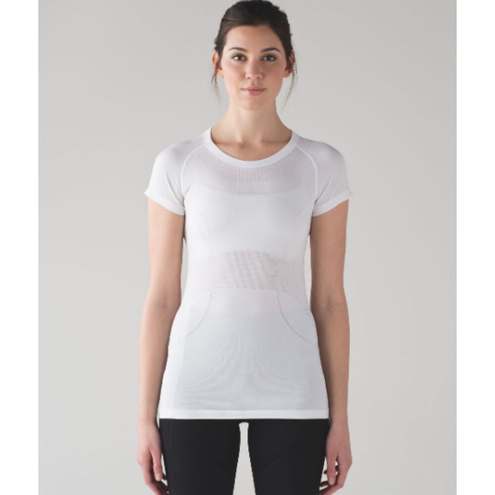 Lululemon Swiftly Tech White Athletic Running Workout Gym Top Gorpcore Sz 10